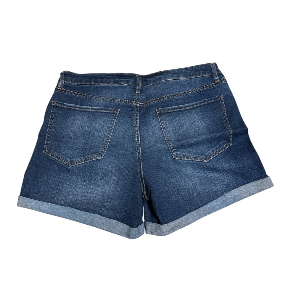 EUC Refuge Junior’s dark wash distress midi short - Picture 2 of 3